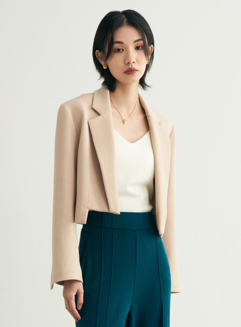 不對稱剪裁短版西裝外套